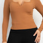 Solid V-collared Neck Top