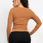 Solid V-collared Neck Top