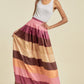 Color Block Maxi Skirt With Pockets