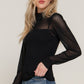 Long Slv Mesh Panel Detail Sweater Top