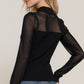 Long Slv Mesh Panel Detail Sweater Top