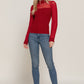 Long Slv Mesh Panel Detail Sweater Top