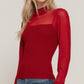 Long Slv Mesh Panel Detail Sweater Top