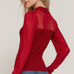 Long Slv Mesh Panel Detail Sweater Top