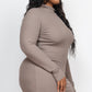 Plus Size Ribbed Long Sleeve Mock Neck Mini Bodycon Dress