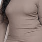 Plus Size Ribbed Long Sleeve Mock Neck Mini Bodycon Dress