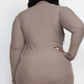 Plus Size Ribbed Long Sleeve Mock Neck Mini Bodycon Dress