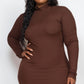 Plus Size Ribbed Long Sleeve Mock Neck Mini Bodycon Dress