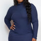 Plus Size Ribbed Long Sleeve Mock Neck Mini Bodycon Dress