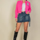 Ezwear Letter Patched Crop Varsity Jacket