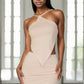 Backless V-hem Halter Top & Mini Skirt Set