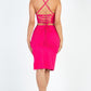 Sexy Solid Color Crisscross Back Cami Crop Top & Split Thigh Midi Skirt Set