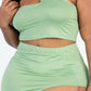 Plus Size Sexy Solid One Shoulder Crop Top & Split Thigh Midi Skirt Set