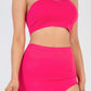 Sexy Solid One Shoulder Crop Top & Split Thigh Midi Skirt Set