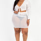 Plus Size Sheer Mesh Tie Front Crop Top & Ruched Side Mini Dress