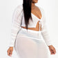 Plus Size Sheer Mesh Tie Front Crop Top & Ruched Side Mini Dress