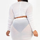 Plus Size Sheer Mesh Tie Front Crop Top & Ruched Side Mini Dress
