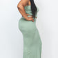 Plus Size Cami Crop Top & Ruched Side Split Hem Midi Skirt Set