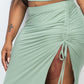 Plus Size Cami Crop Top & Ruched Side Split Hem Midi Skirt Set