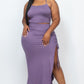 Plus Size Cami Crop Top & Ruched Side Split Hem Midi Skirt Set