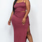 Plus Size Cami Crop Top & Ruched Side Split Hem Midi Skirt Set