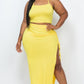 Plus Size Cami Crop Top & Ruched Side Split Hem Midi Skirt Set