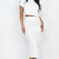 Short Sleeve Ribbed Top & Midi Skirt Se