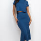 Short Sleeve Ribbed Top & Midi Skirt Se