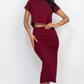 Short Sleeve Ribbed Top & Midi Skirt Se