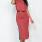 Short Sleeve Ribbed Top & Midi Skirt Se