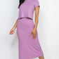 Short Sleeve Ribbed Top & Midi Skirt Se