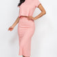 Short Sleeve Ribbed Top & Midi Skirt Se