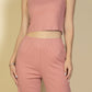 Flat Back Rib 3 Pieces Cami Top With Pants And Long Cardigan Set