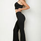 Bustier Crop Top & Front Slit Wide Leg Pants