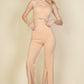 Bustier Crop Top & Front Slit Wide Leg Pants