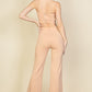 Bustier Crop Top & Front Slit Wide Leg Pants