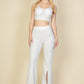 Bustier Crop Top & Front Slit Wide Leg Pants