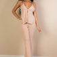 Split Front Backless Halter Top & Flare Pants Set