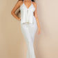 Split Front Backless Halter Top & Flare Pants Set