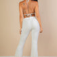 Split Front Backless Halter Top & Flare Pants Set