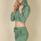French Terry Cropped Cami With Zip-up Jacket And Joggers Set