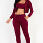 French Terry Cropped Cami With Zip-up Jacket And Joggers Set