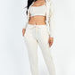 French Terry Cropped Cami With Zip-up Jacket And Joggers Set