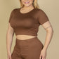 Plus Size Short Sleeve Crop Top & Shorts Set