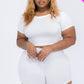 Plus Size Short Sleeve Crop Top & Shorts Set