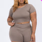 Plus Size Short Sleeve Crop Top & Shorts Set