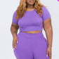 Plus Size Short Sleeve Crop Top & Shorts Set