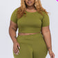 Plus Size Short Sleeve Crop Top & Shorts Set