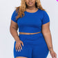 Plus Size Short Sleeve Crop Top & Shorts Set