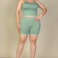 Plus Size Split Back Cami Top & Shorts Set